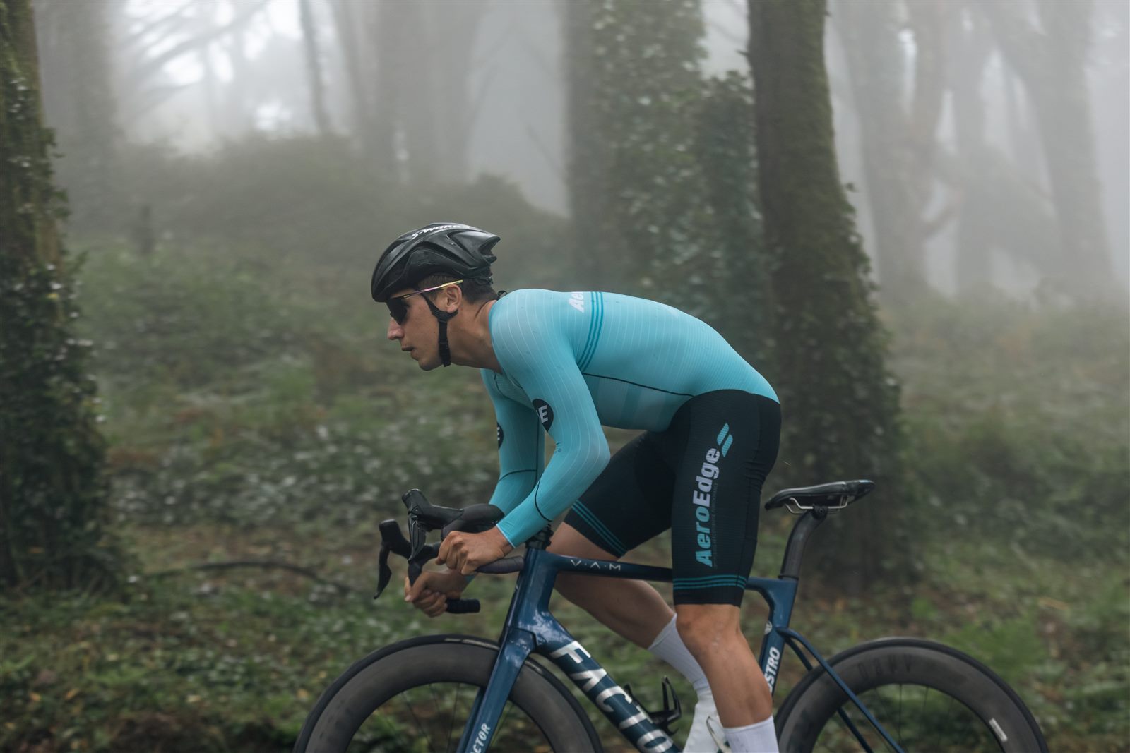 A rider testing on an open road